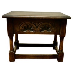 An Oak Joint Coffin Stool, Occasional Table, Sewing Box