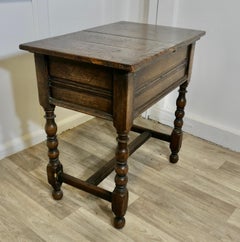 An Oak Joint Stool, Occasional Table, Sewing Box