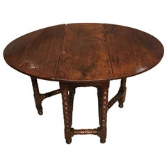 Oak Late 17th Century Bobbin Turned Gate Leg Dining Table
