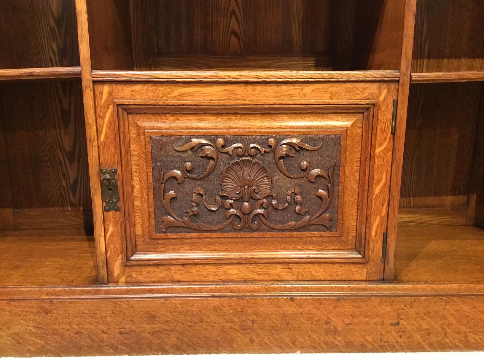 Oak Late Victorian Period Open Bookcase For Sale 1