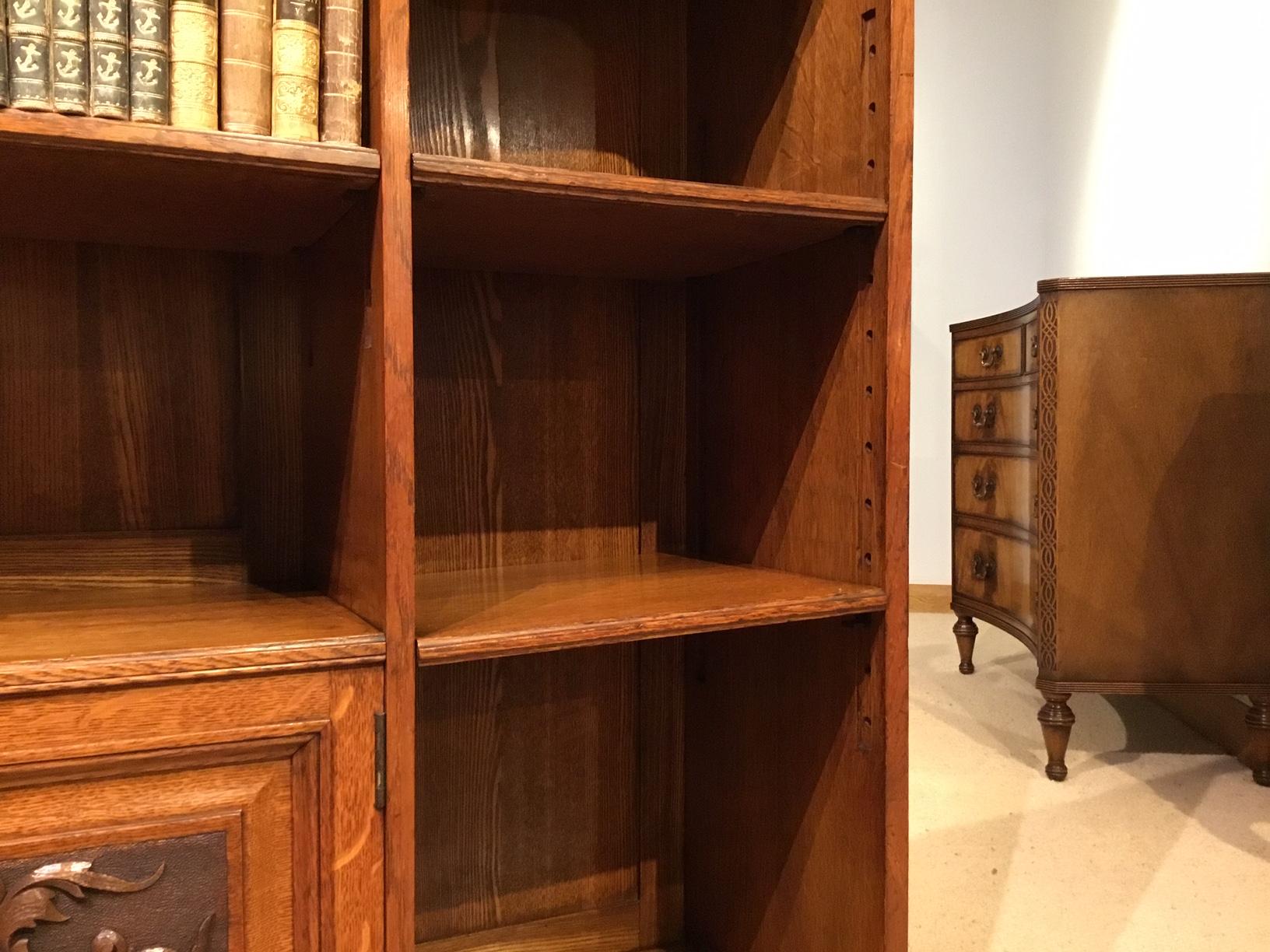 Oak Late Victorian Period Open Bookcase For Sale 2