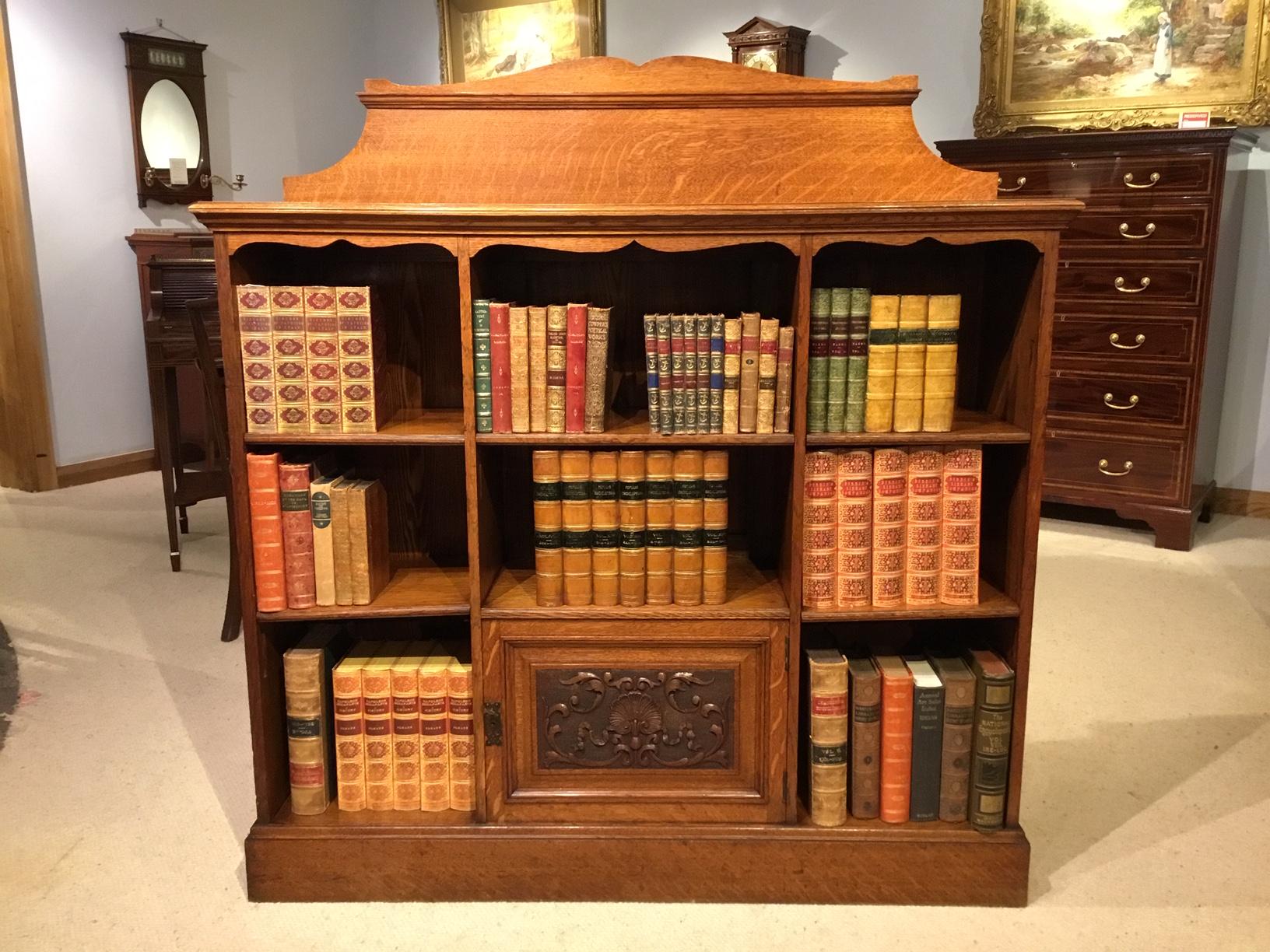 Oak Late Victorian Period Open Bookcase For Sale 4