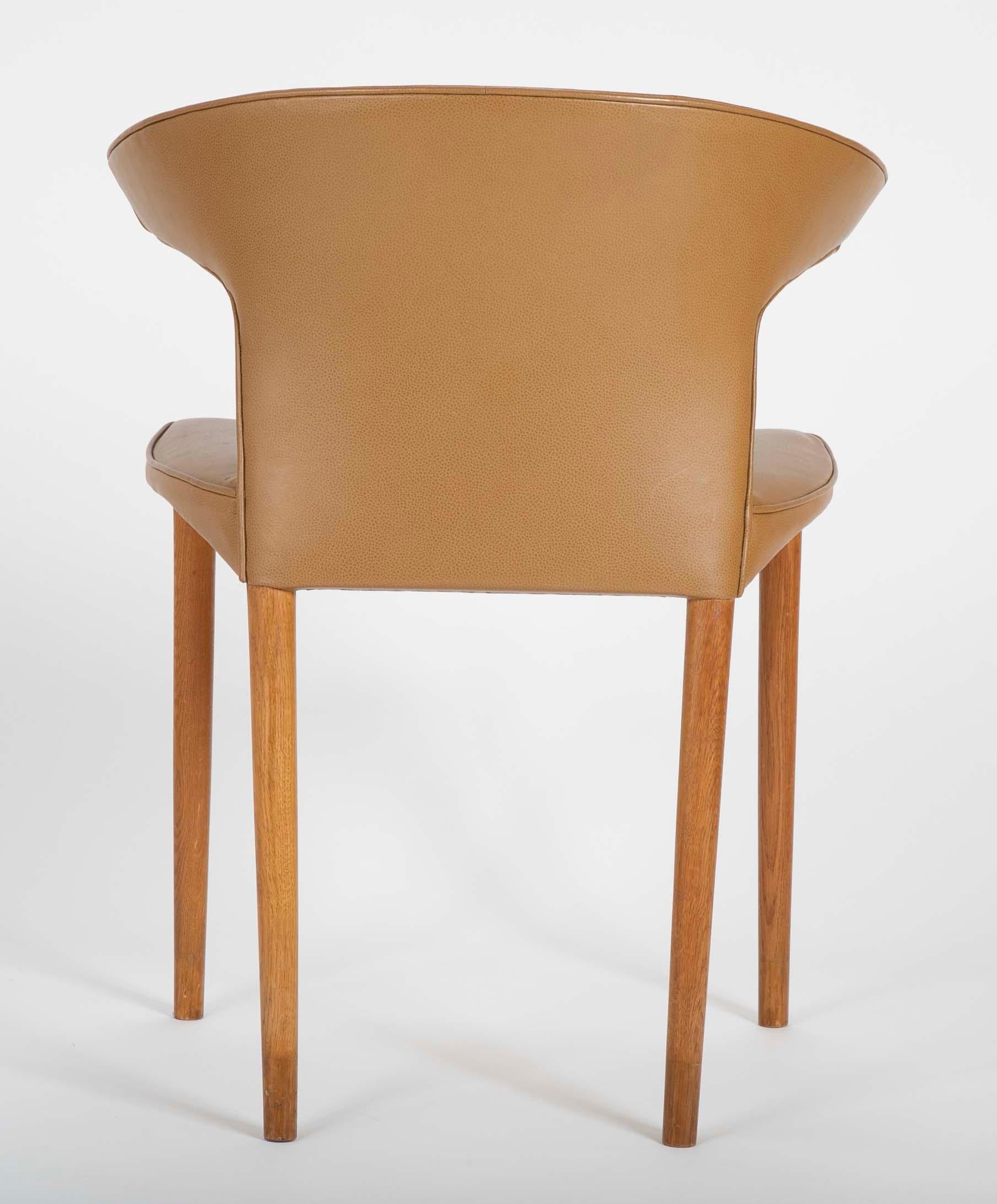 Oak and Leather Upholstered Chair Strongly Attributed to Ludvig Pontoppidan 3