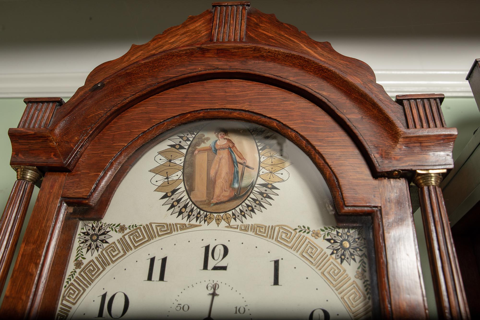 Polished Oak Longcase Clock Commemorating the Death of Lord Horatio Nelson by Payne For Sale