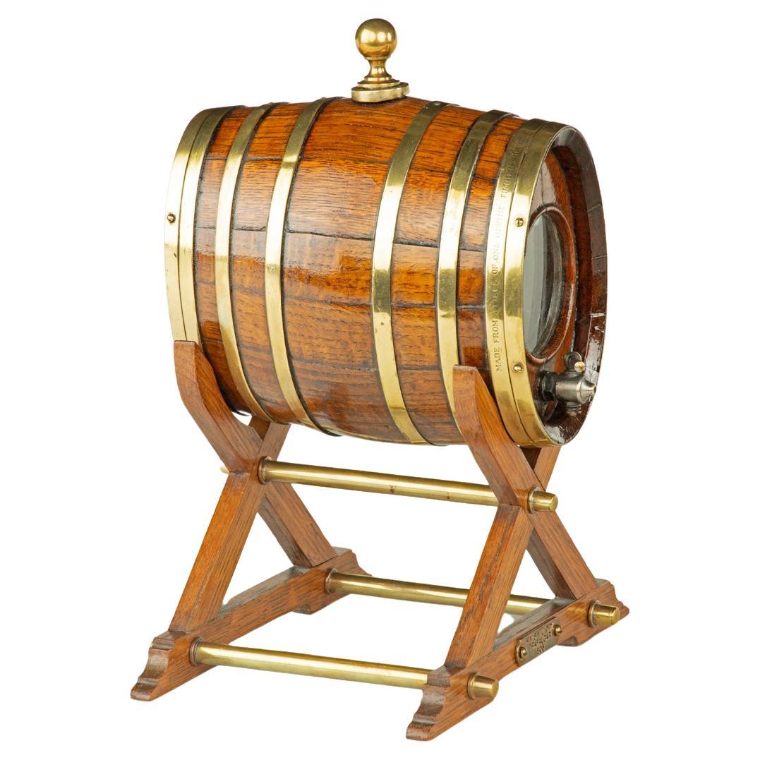 An oak spirit barrel made from H.M.S. Victory timber, 1890 For Sale