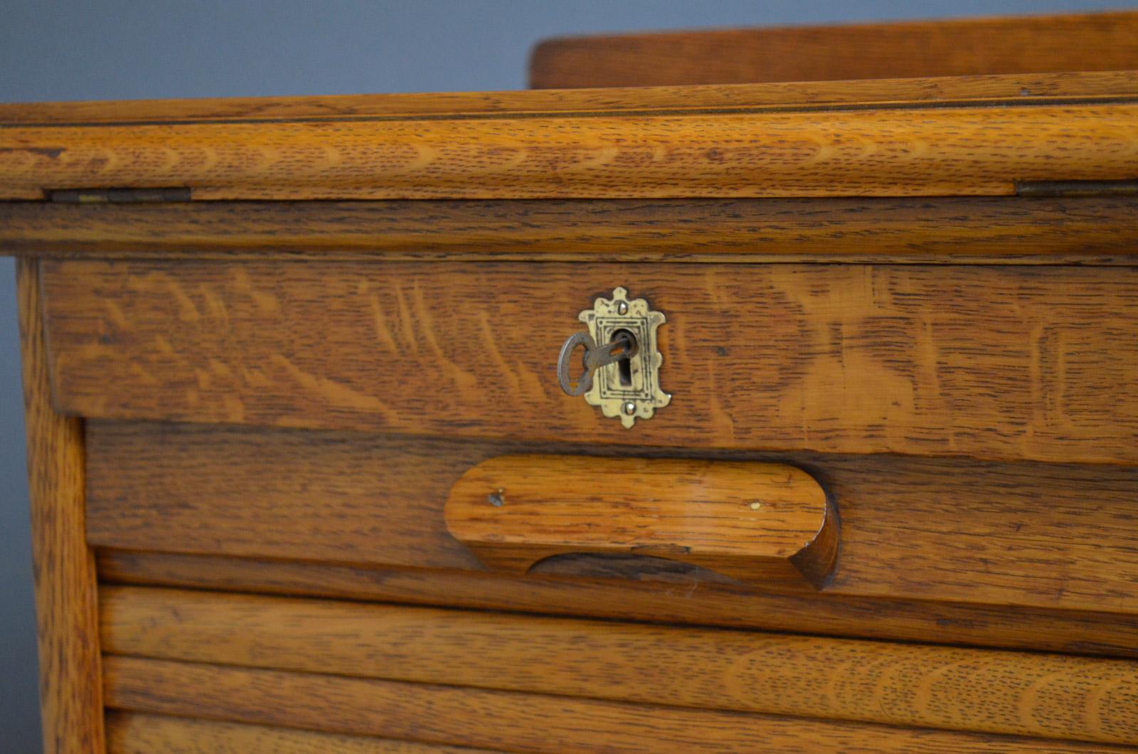 European An Oak Tambour Filing Cabinet