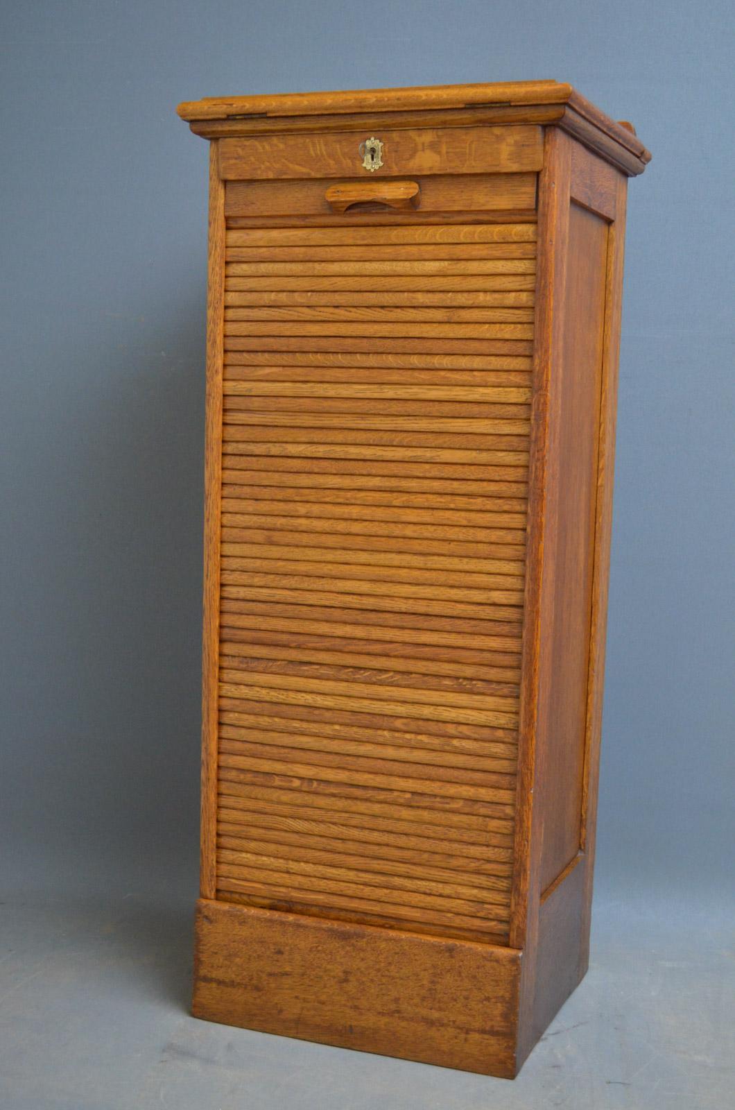 An Oak Tambour Filing Cabinet In Good Condition In Whaley Bridge, GB