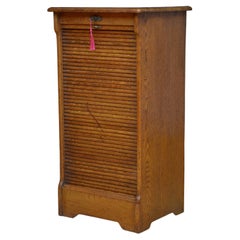 Vintage Oak Tambour Filing Cabinet