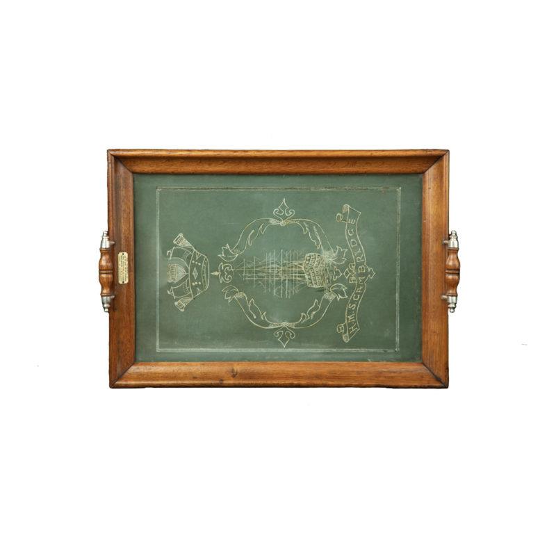 Early 20th Century An oak tray from H.M.S. Cambridge For Sale
