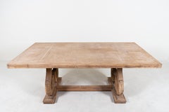An Oak Wood Table with Carved Legs