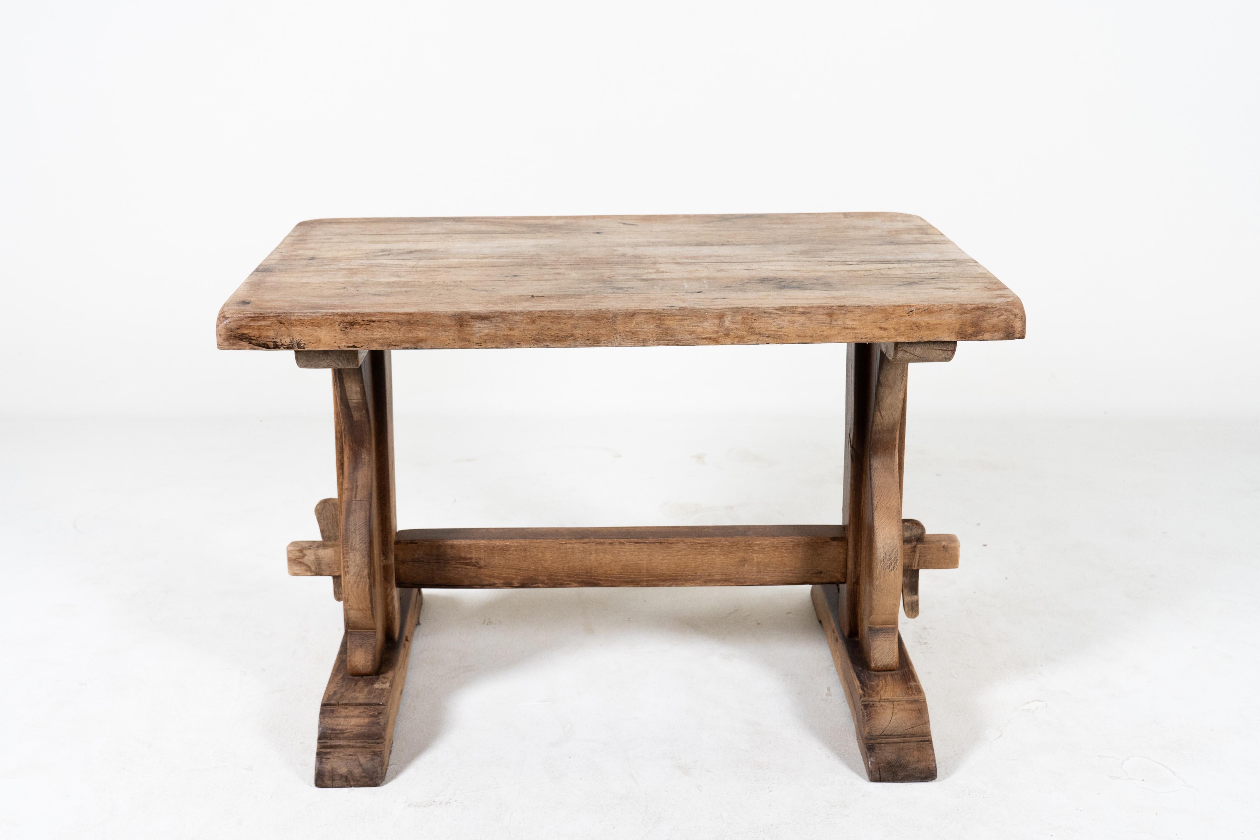 French An Oak Wood Trestle Table, France c.1900