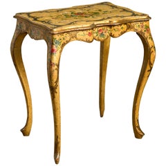 Ochre and Polychrome Painted Rococo End Table