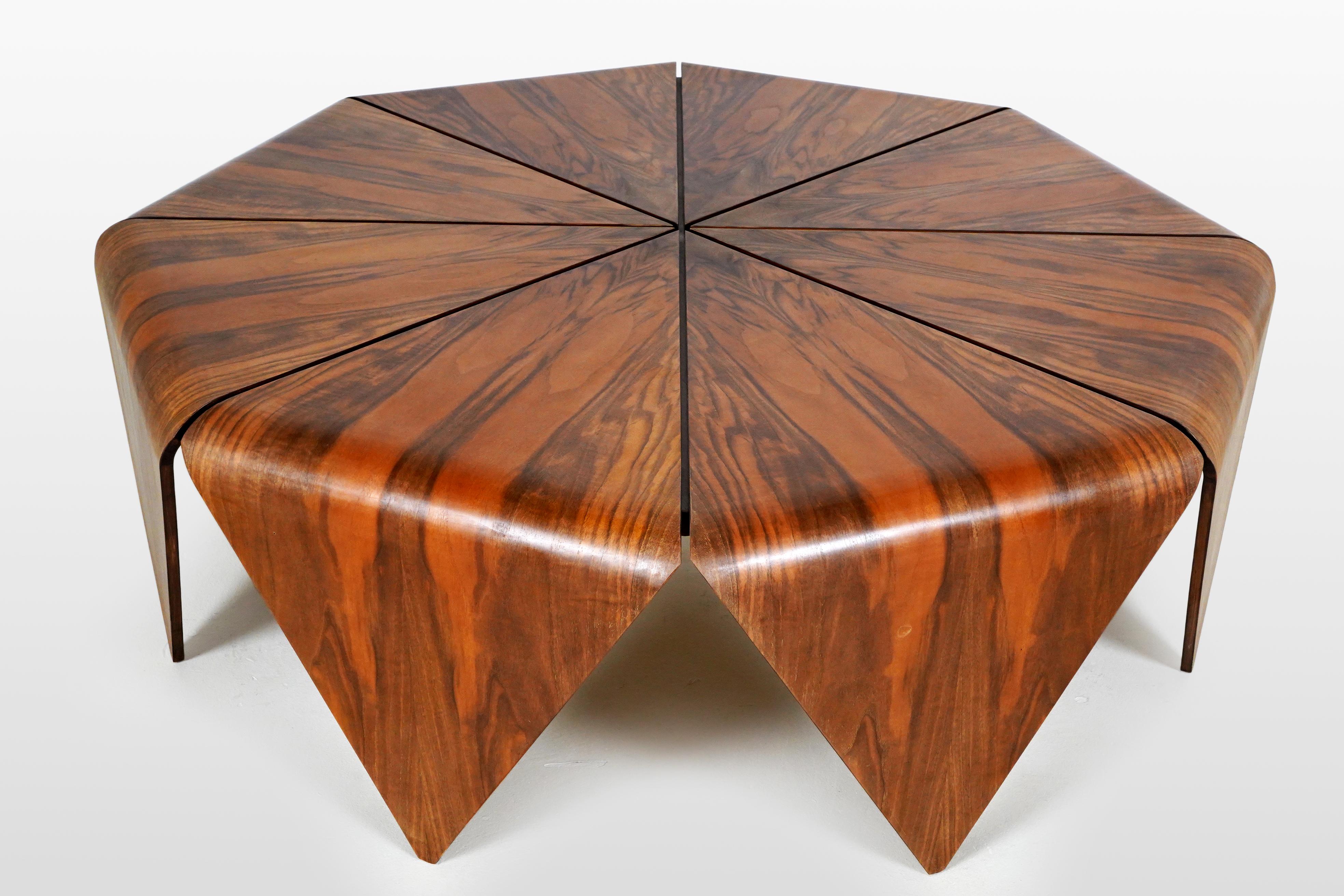 Mid-Century Modern Octagonal Coffee Table, Walnut Veneer