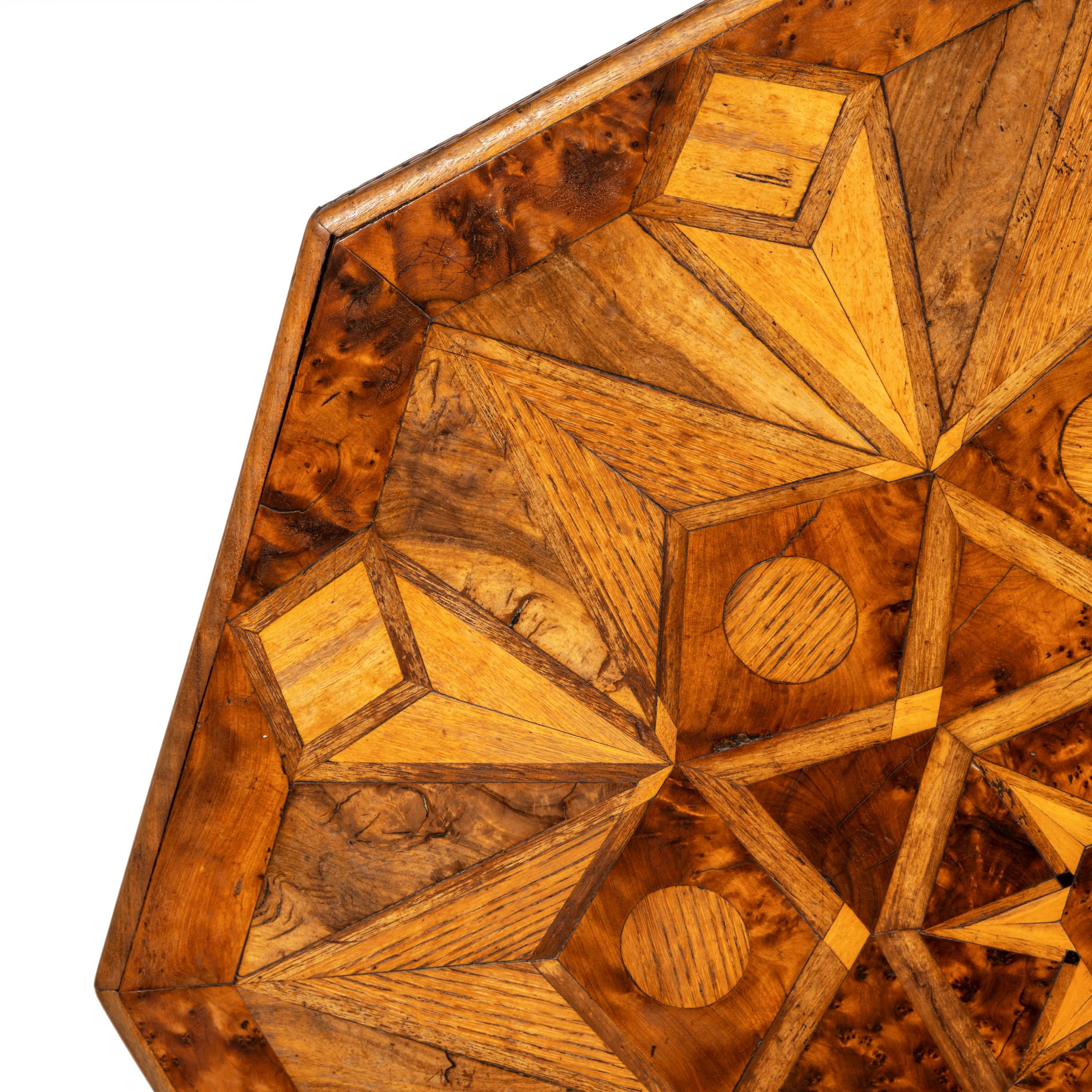 Octagonal Indigenous Specimen Wood Marquetry Table For Sale 4