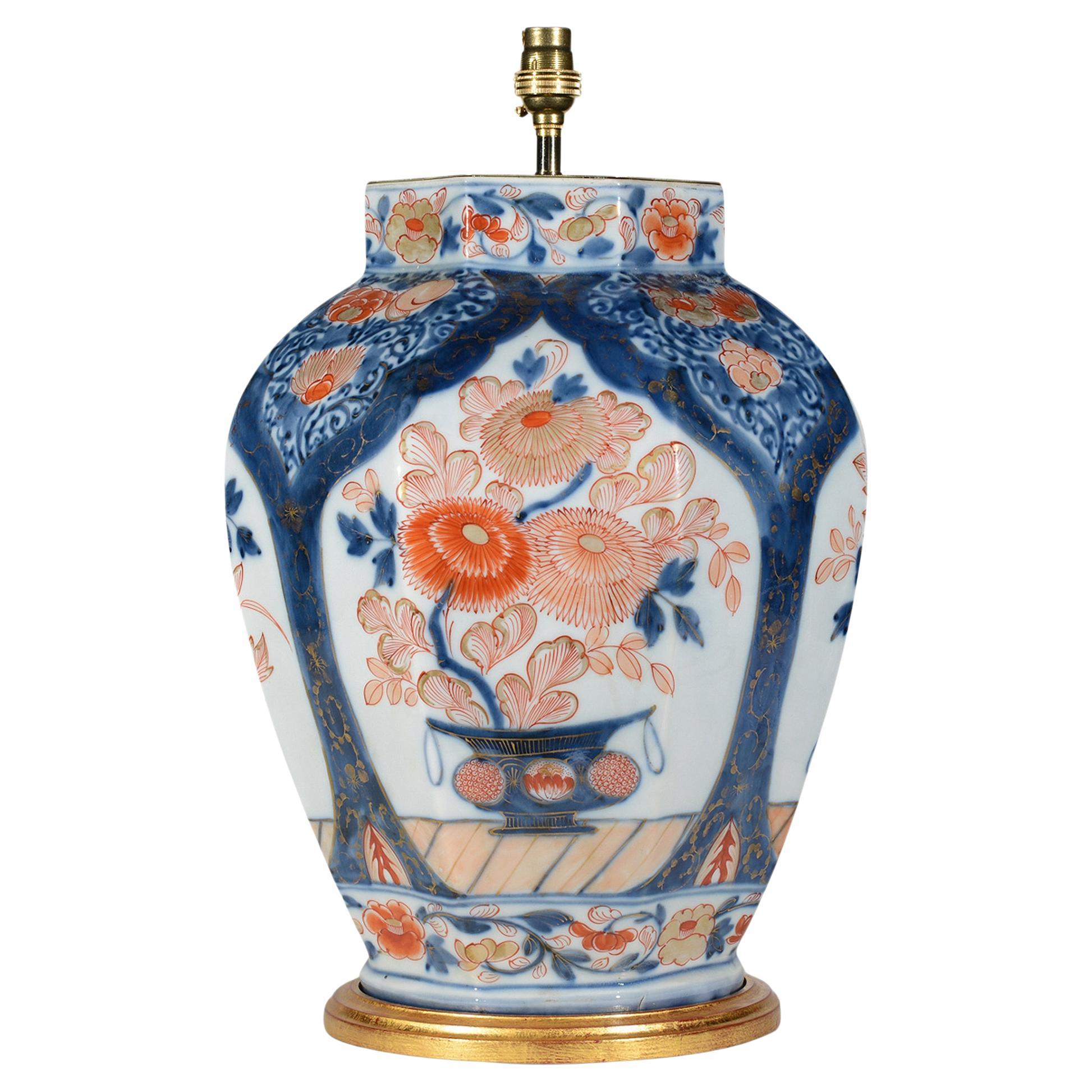 Japanese Imari 18th Century Antique Porcelain Octagonal Table Lamp