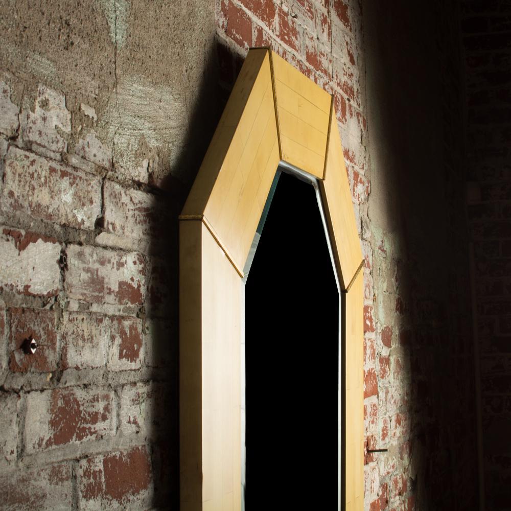 Fin du 20e siècle Miroir octogonal avec détails en laiton, États-Unis, vers 1975 en vente