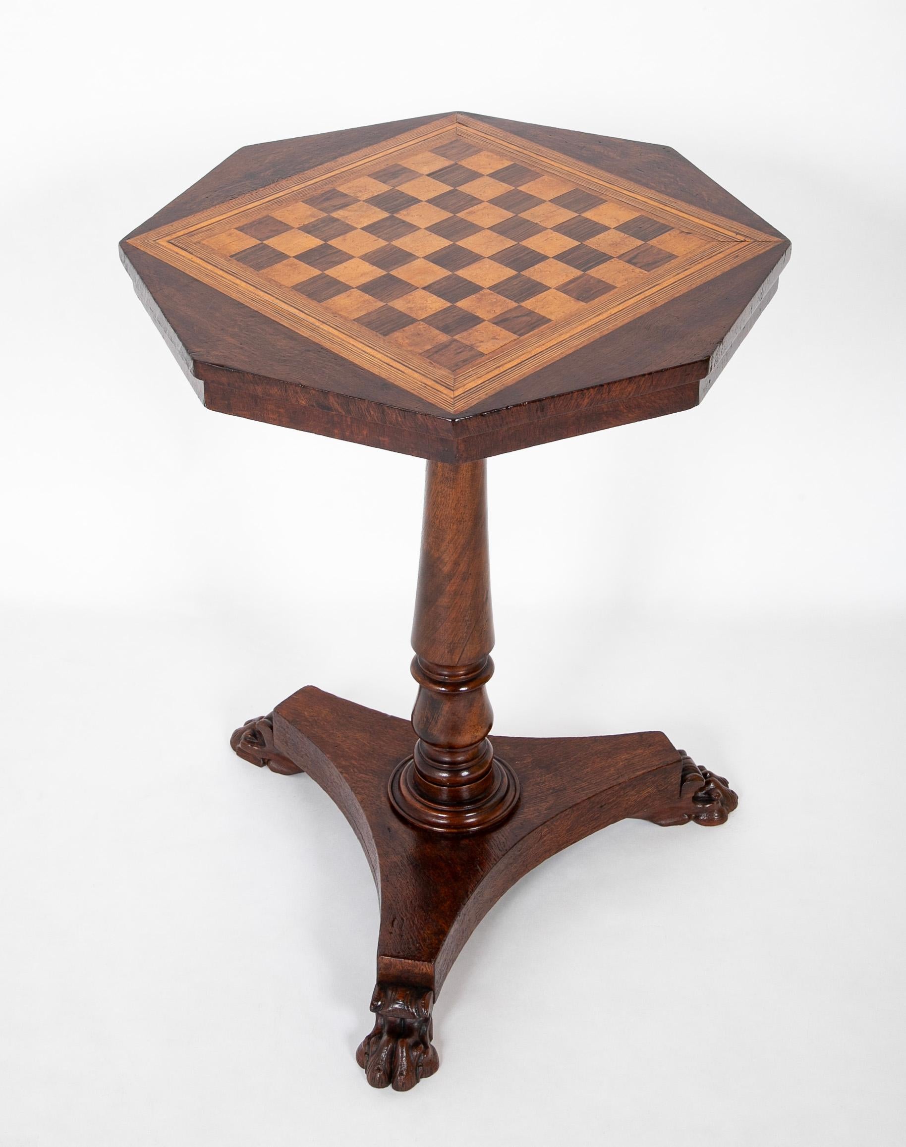 19th Century An Octagonal William IV Rosewood Games Table For Sale