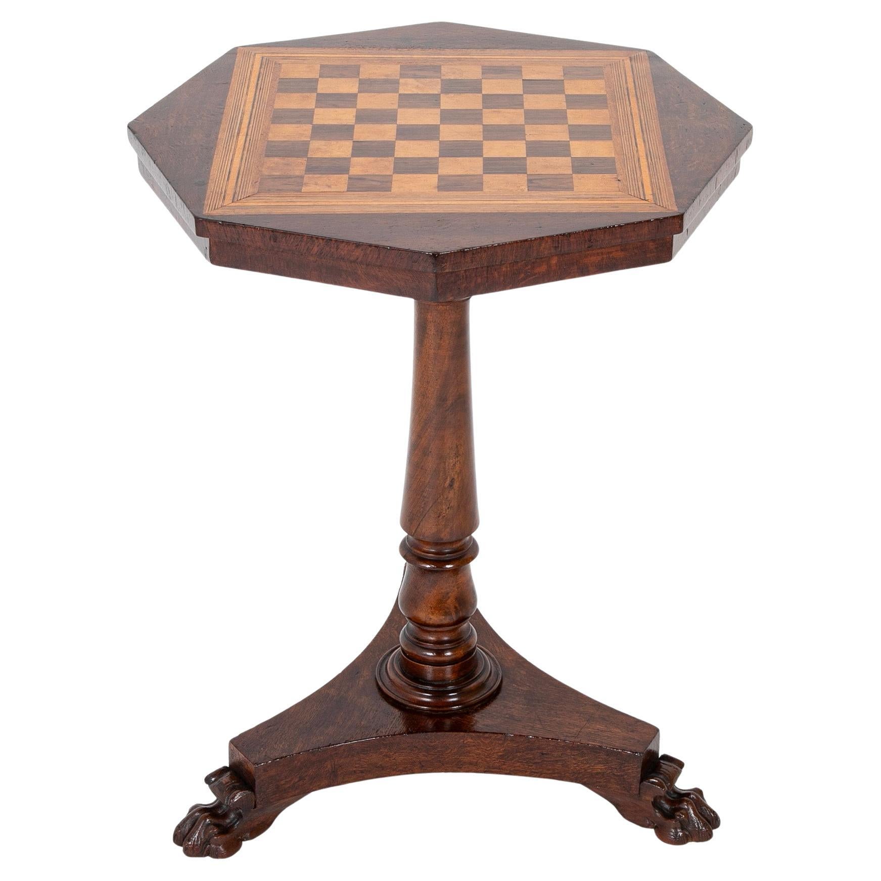 Table de jeu octogonale William IV en bois de rose