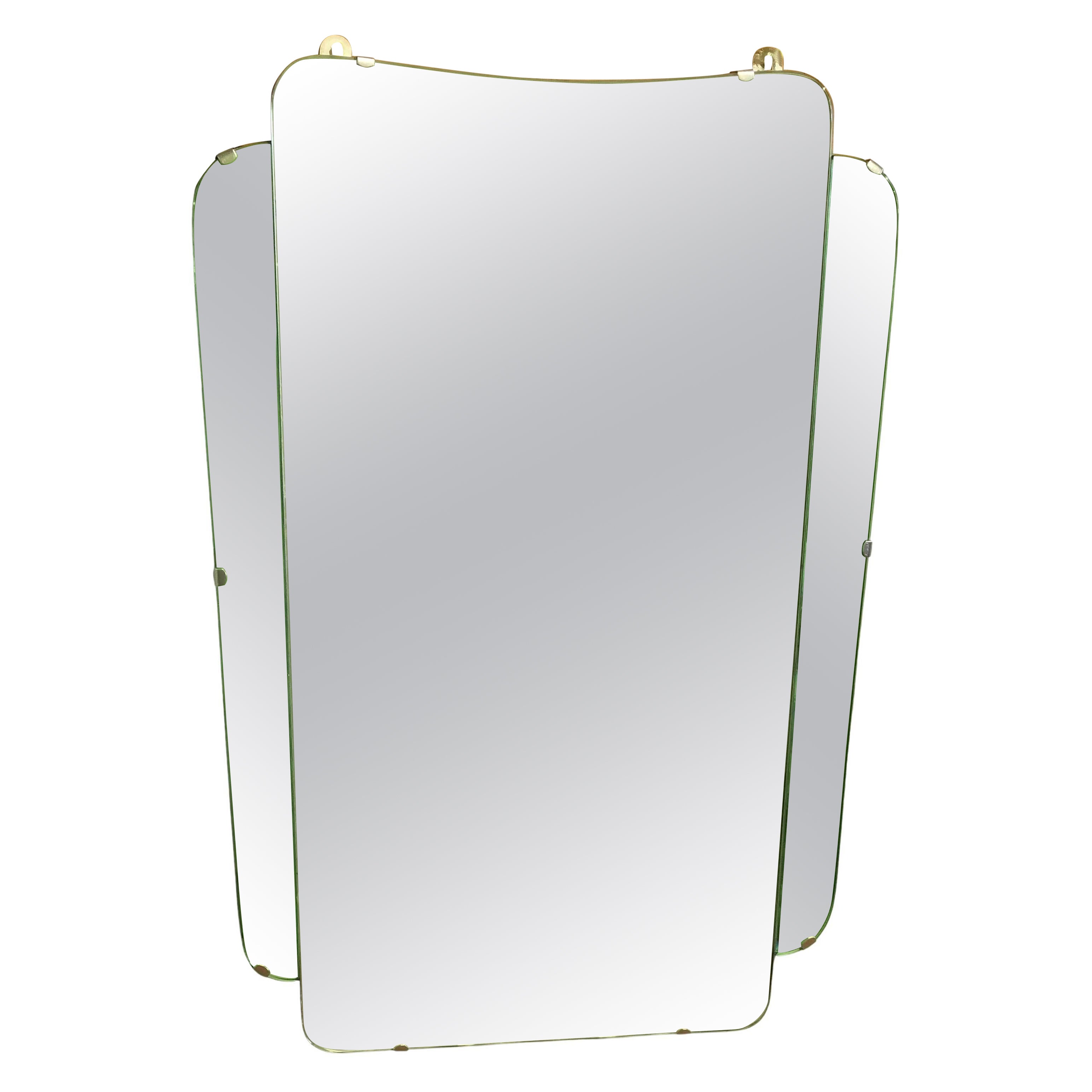 An Odeon Style Art Deco Emerald Wall Mirror. For Sale