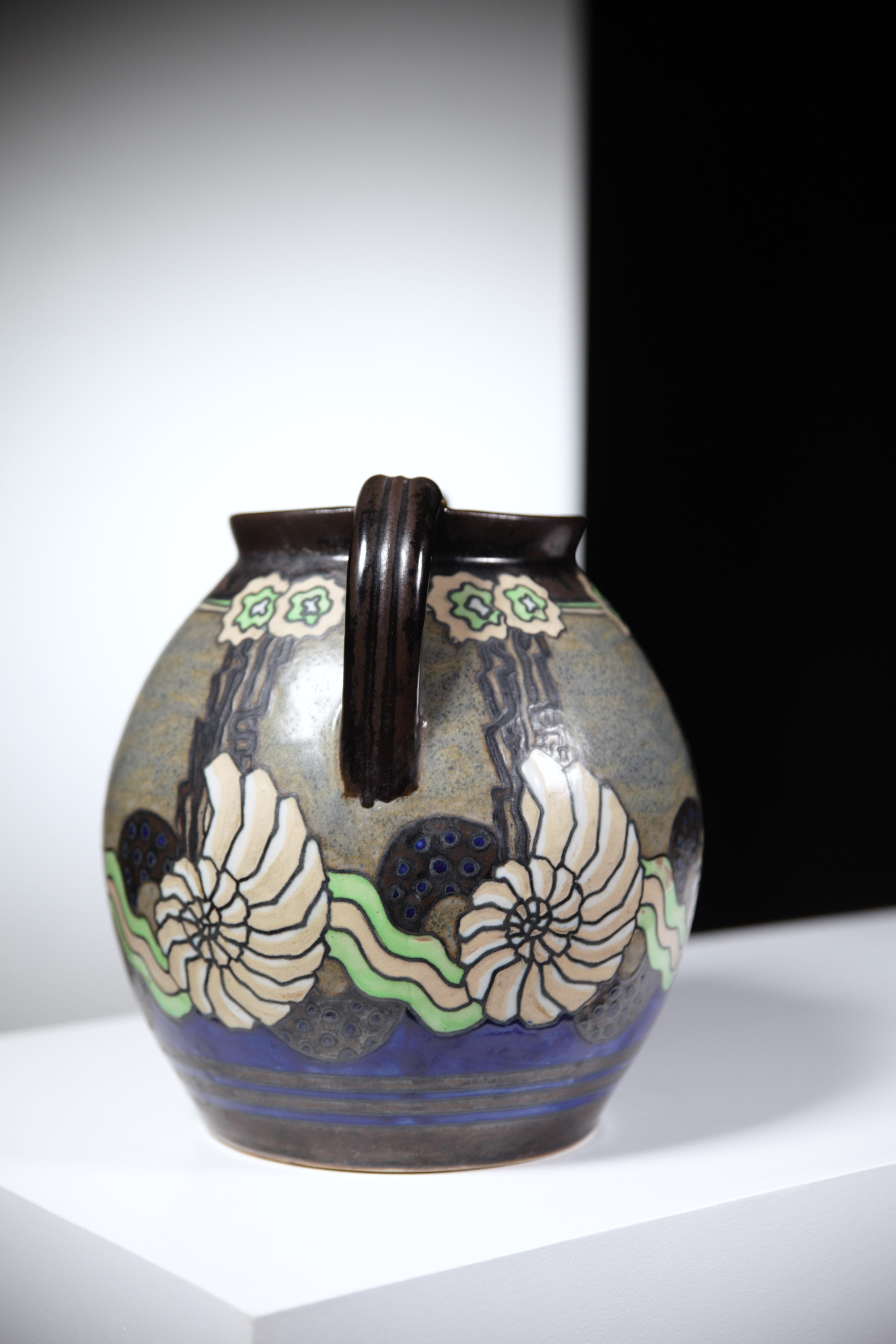An Odetta Stoneware Vase by HB Quimper France 1930s 1