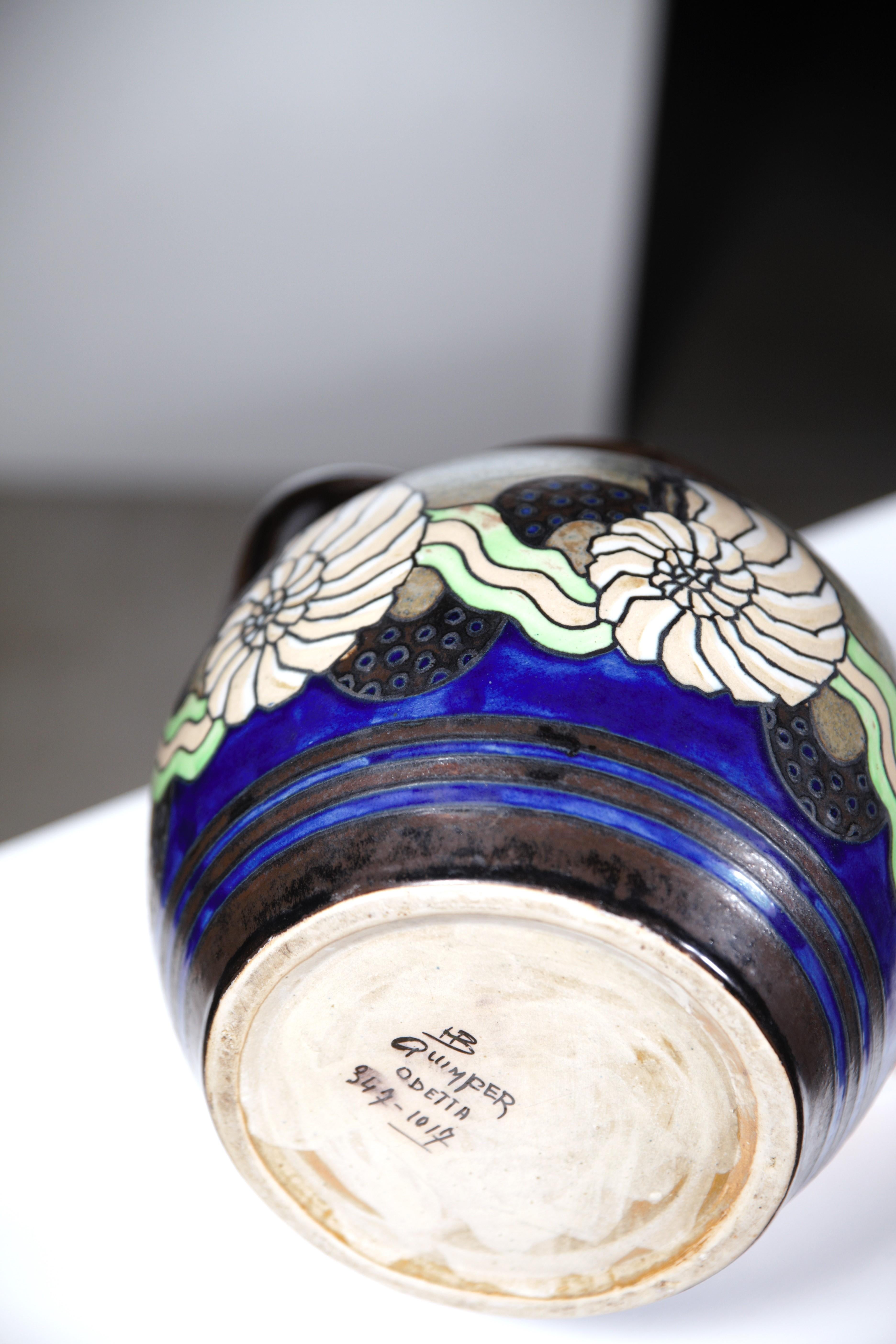 An Odetta Stoneware Vase by HB Quimper France 1930s 3