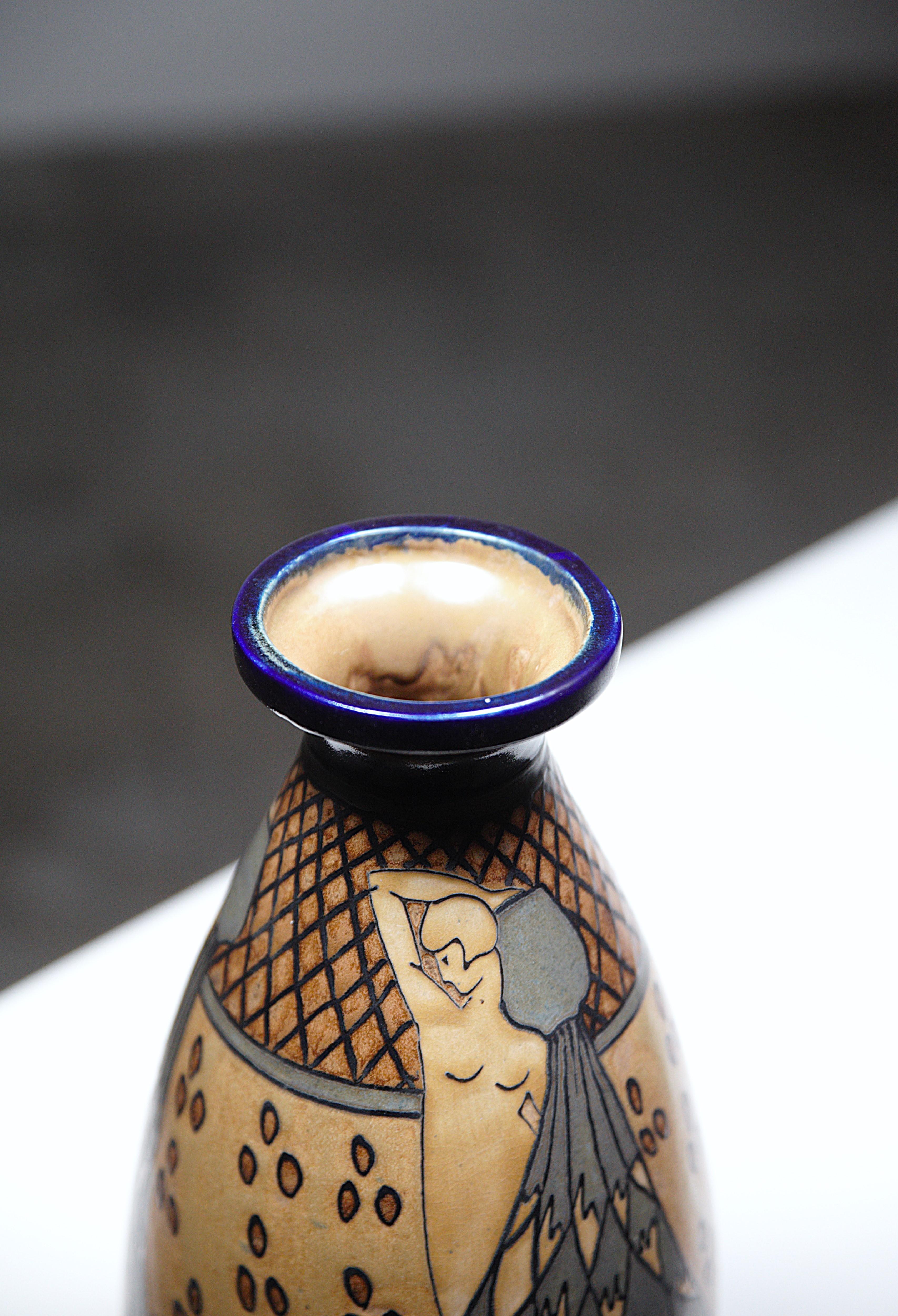 An Odetta Stoneware Vase by HB Quimper France 1930s 2