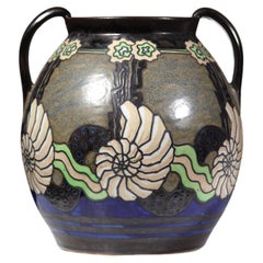 Vintage An Odetta Stoneware Vase by HB Quimper France 1930s