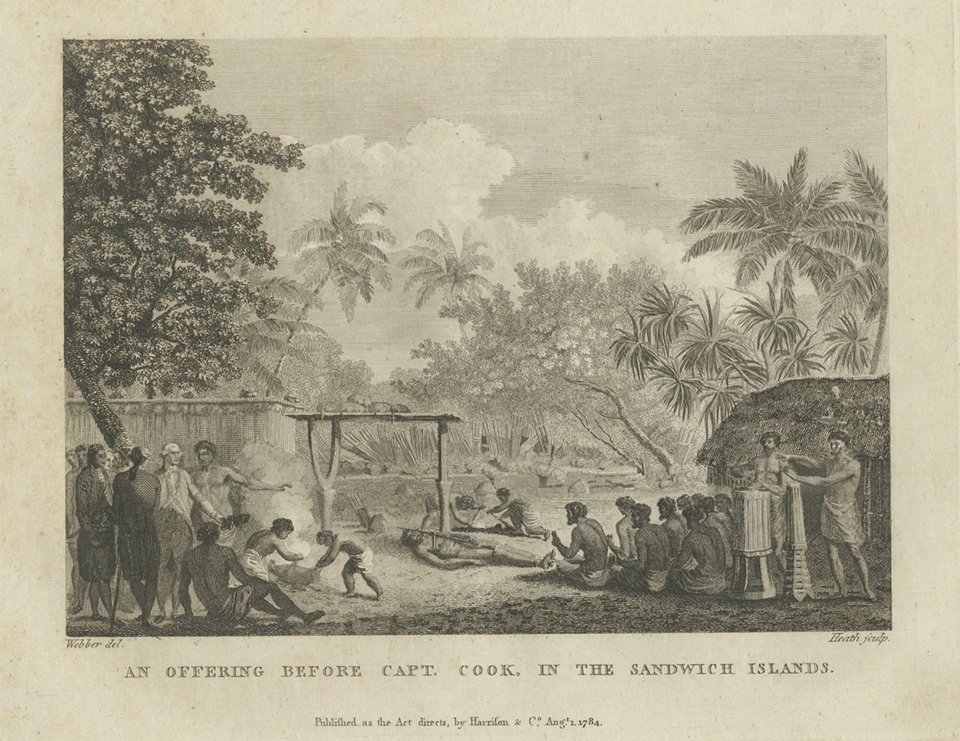 An Offering Before Capt Cook in The Sandwich Islands 'Hawaii', 1784 In Good Condition In Langweer, NL