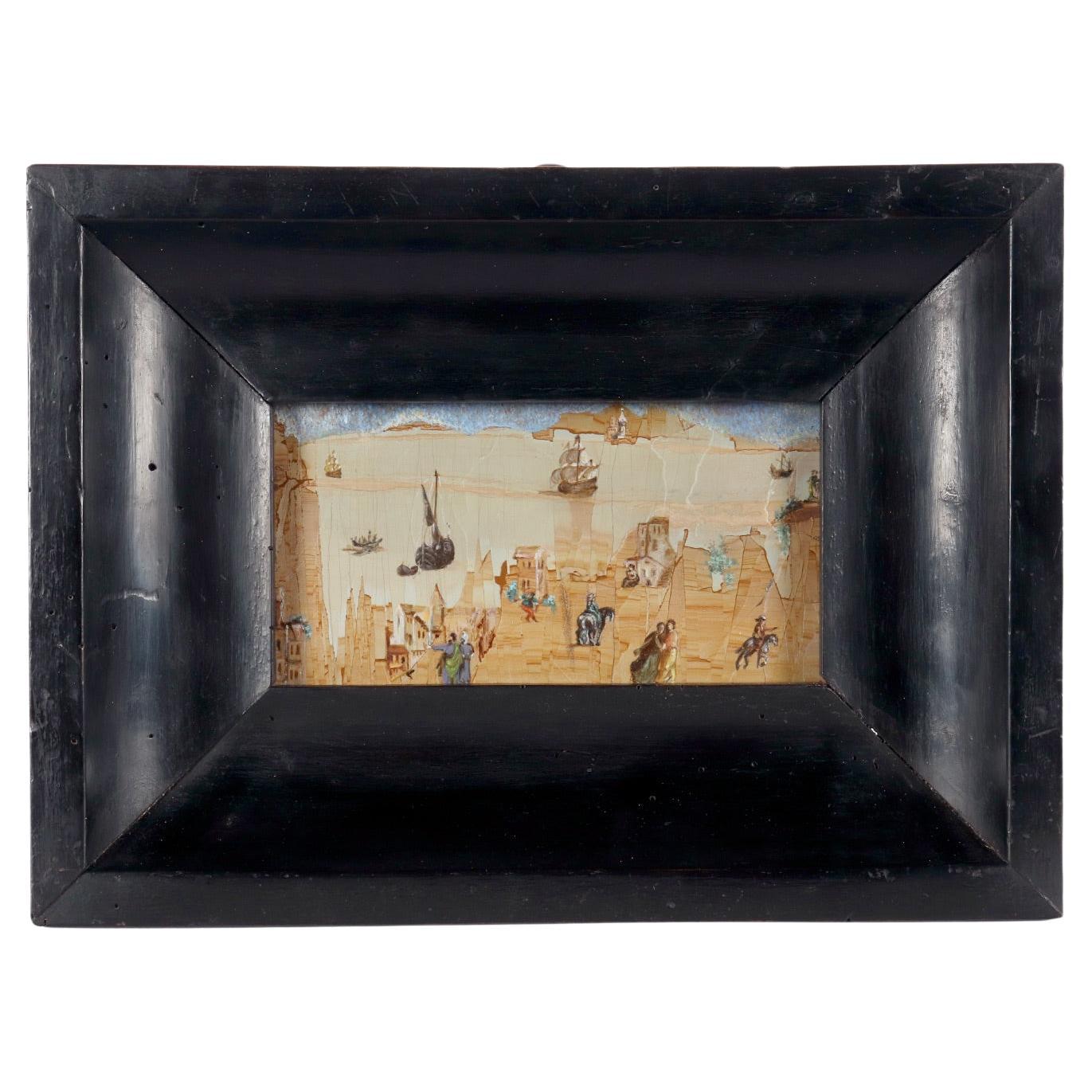 An oil genre painting on Paesina, Italy end of 18th century.