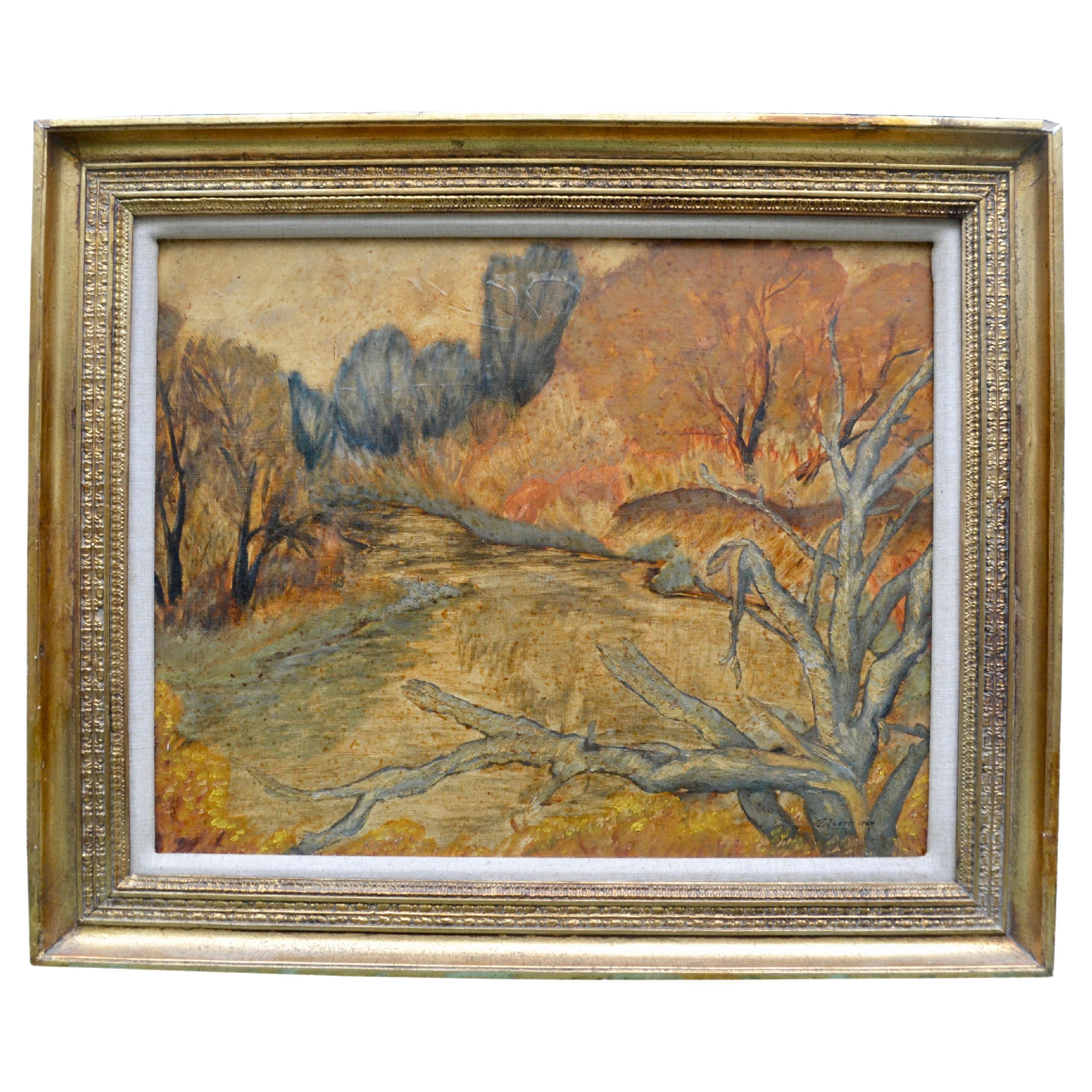 Oil on Board of a Impressionist Painting Southern Ontario Autumn by J. Blett 