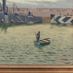 Oil on Canvas by R G Thurgood HM Cruiser 'Vindictive'