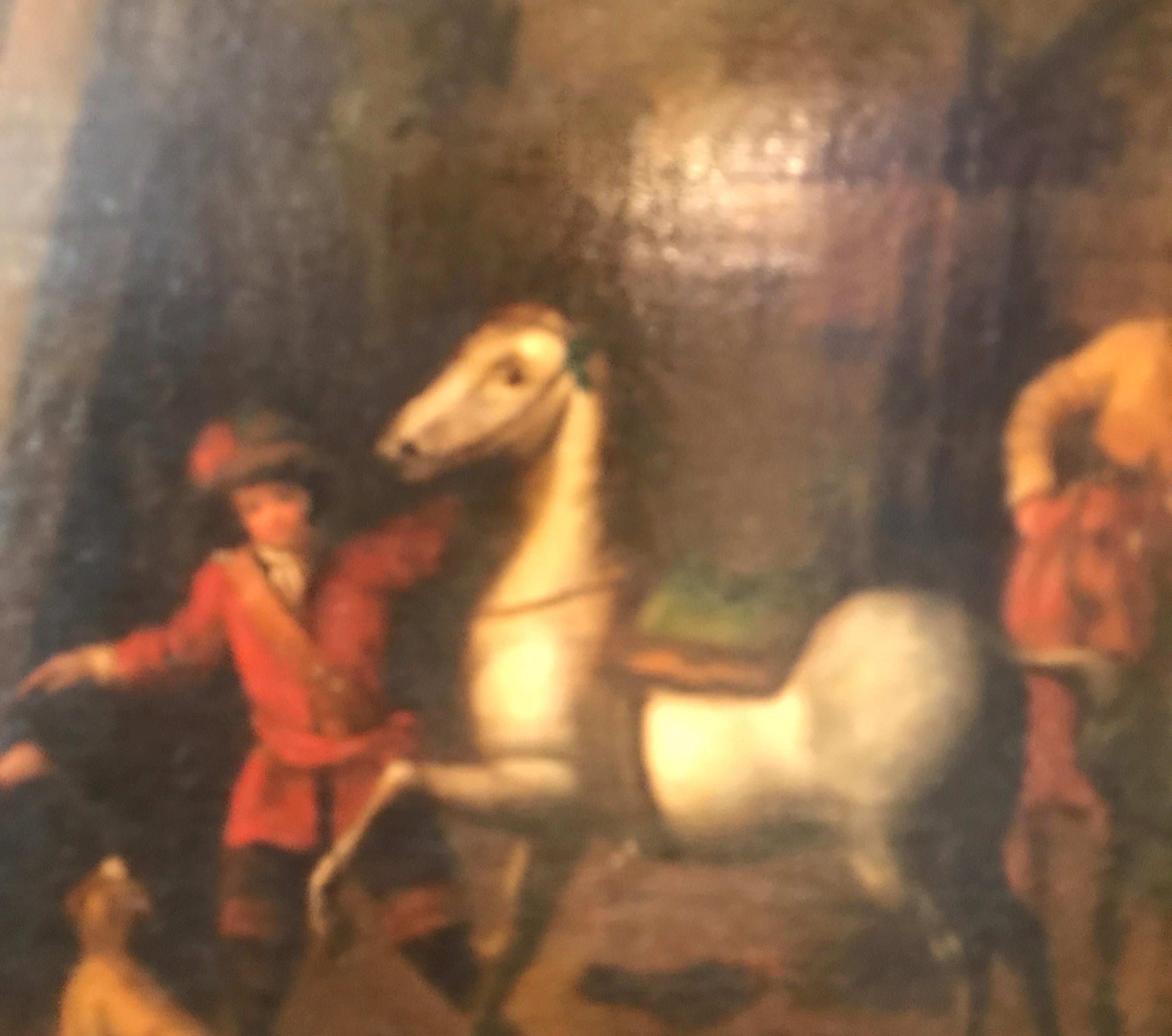 Huile sur toile, intérieur de grange néerlandais, XVIIIe siècle en vente 2