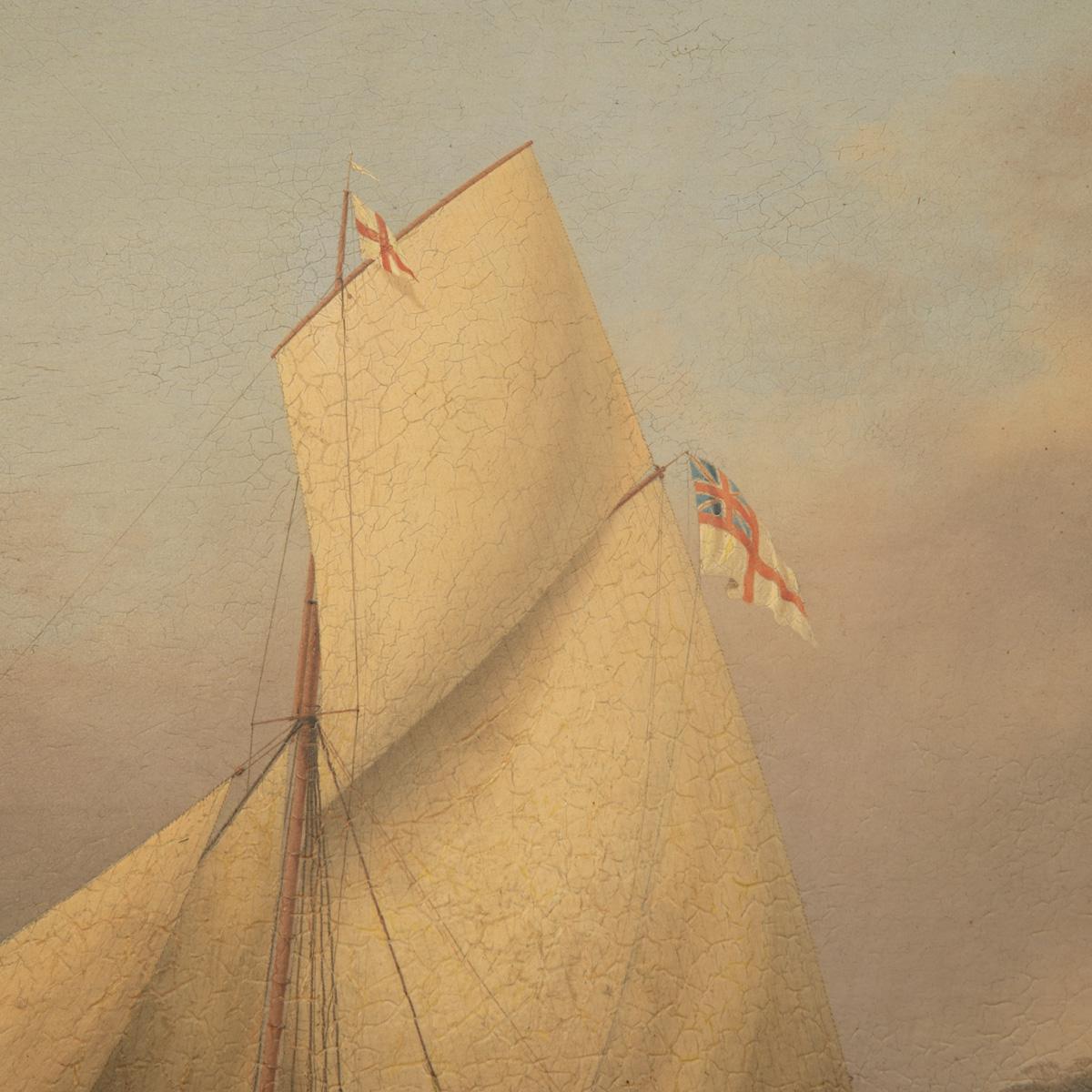 Ein Öl auf Leinwand der Yacht Pearl von William Paget, Marquess of Anglesey, von Nicolas (19. Jahrhundert) im Angebot