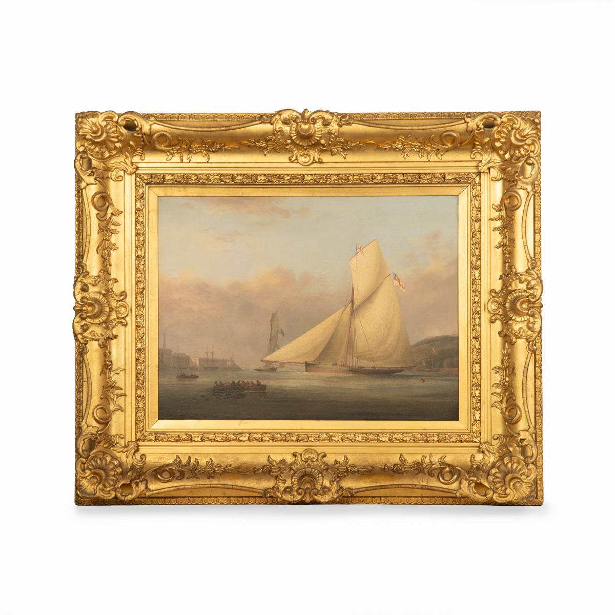 Ein Öl auf Leinwand der Yacht Pearl von William Paget, Marquess of Anglesey, von Nicolas im Angebot 1