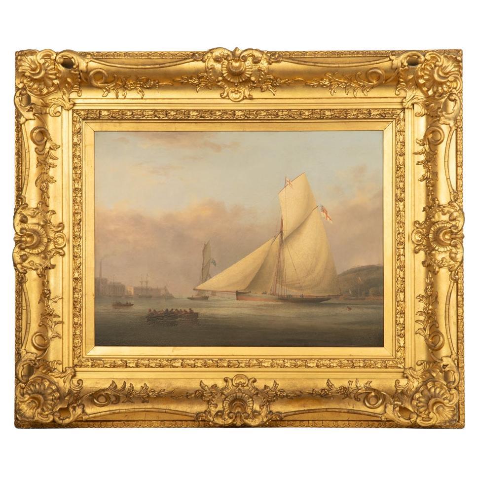 Ein Öl auf Leinwand der Yacht Pearl von William Paget, Marquess of Anglesey, von Nicolas im Angebot