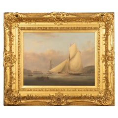 Antique An oil on canvas of William Paget, Marquess of Anglesey’s yacht Pearl by Nicolas