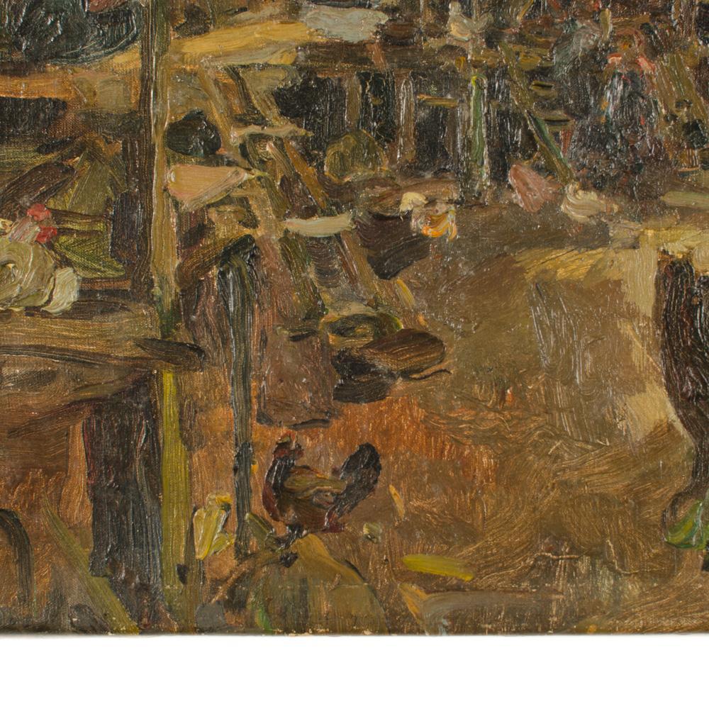 Early 20th Century An oil on canvas painting of a Polynesian village, early 20th century. For Sale