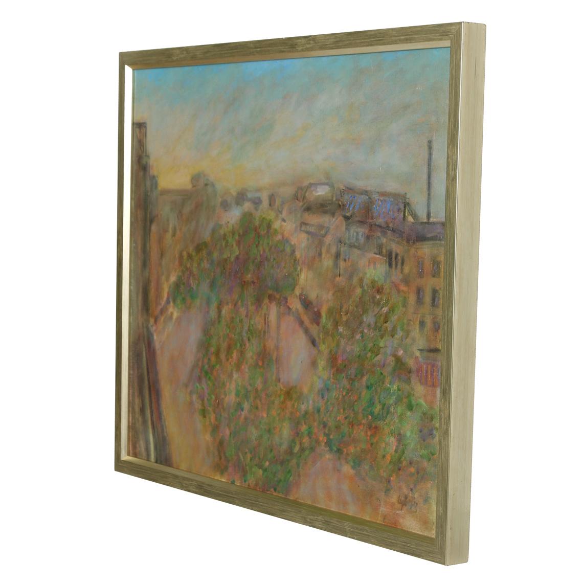 An Oil on Canvas Painting of Roof Tops in Paris In Good Condition For Sale In New York, NY