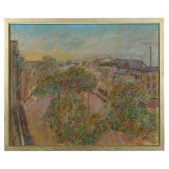An Oil on Canvas Painting of Roof Tops in Paris