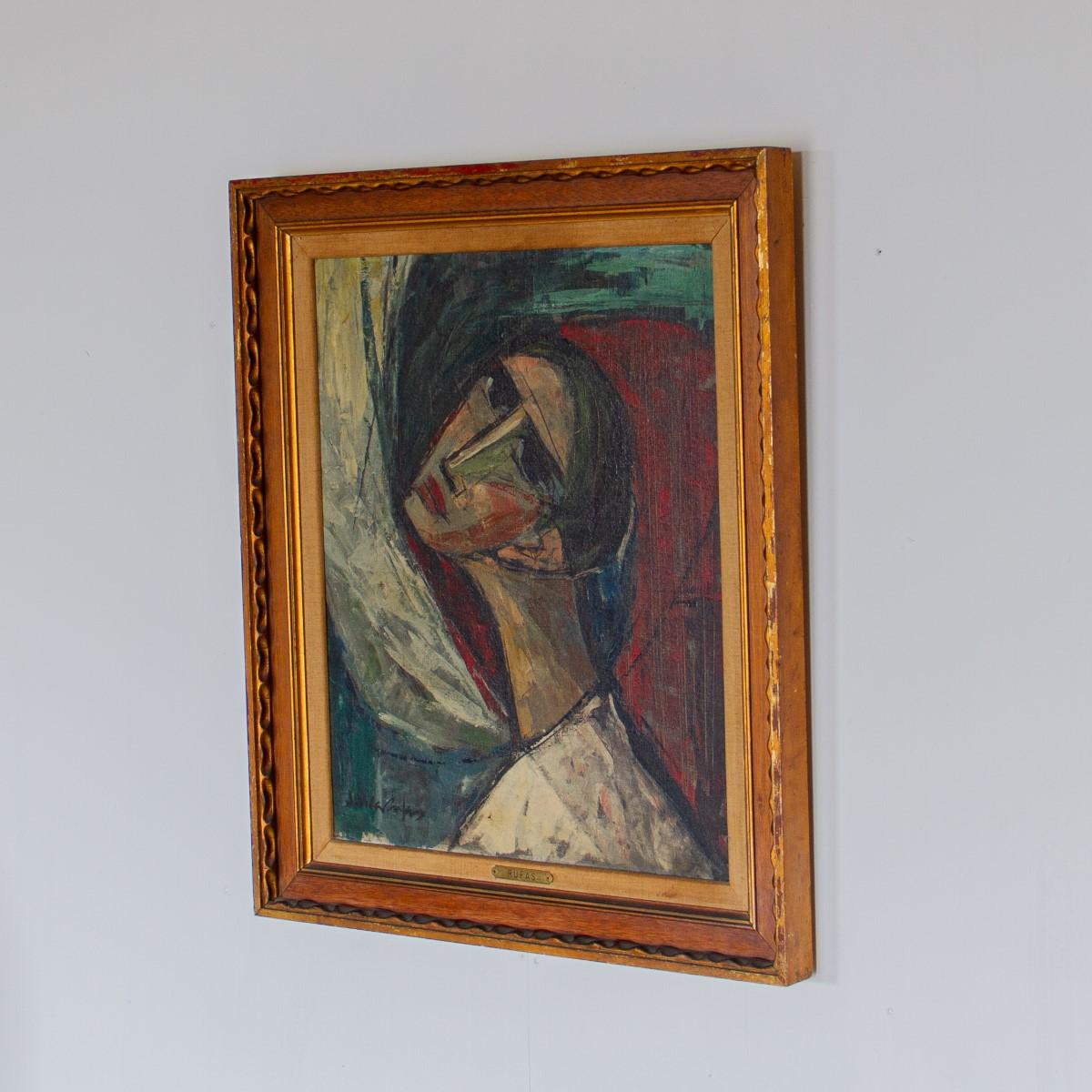 Oil on Canvas Portrait by Spanish Artist Jordi Vila Rufas In Good Condition In Donhead St Mary, Wiltshire
