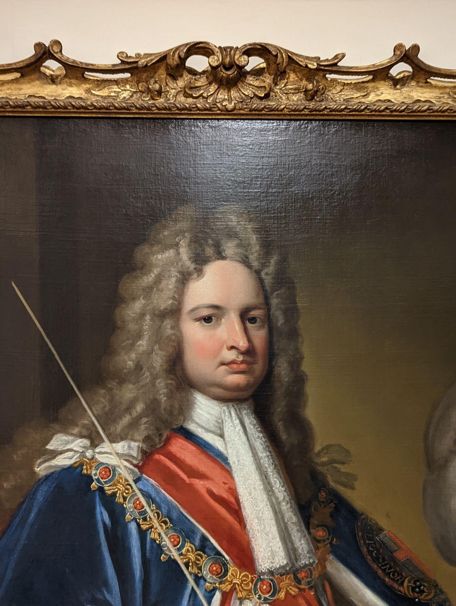 A fine early 18th century portrait of Robert Harley the Earl of Oxford 1661-1724, oil on canvas. In the original carved gilt wood frame.
After Godfrey Kneller, the original full length version painted in 1714 is in the National Portrait Gallery,