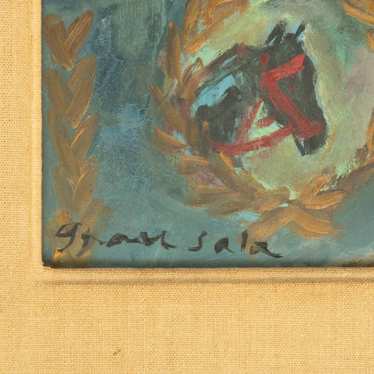 Spagnolo Un dipinto ad olio di Emilio Grau Sala raffigurante artisti del circo in vendita