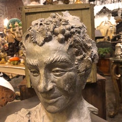 Old Bacchus Gray Terracotta Sicilian Sculpture, circa 1930