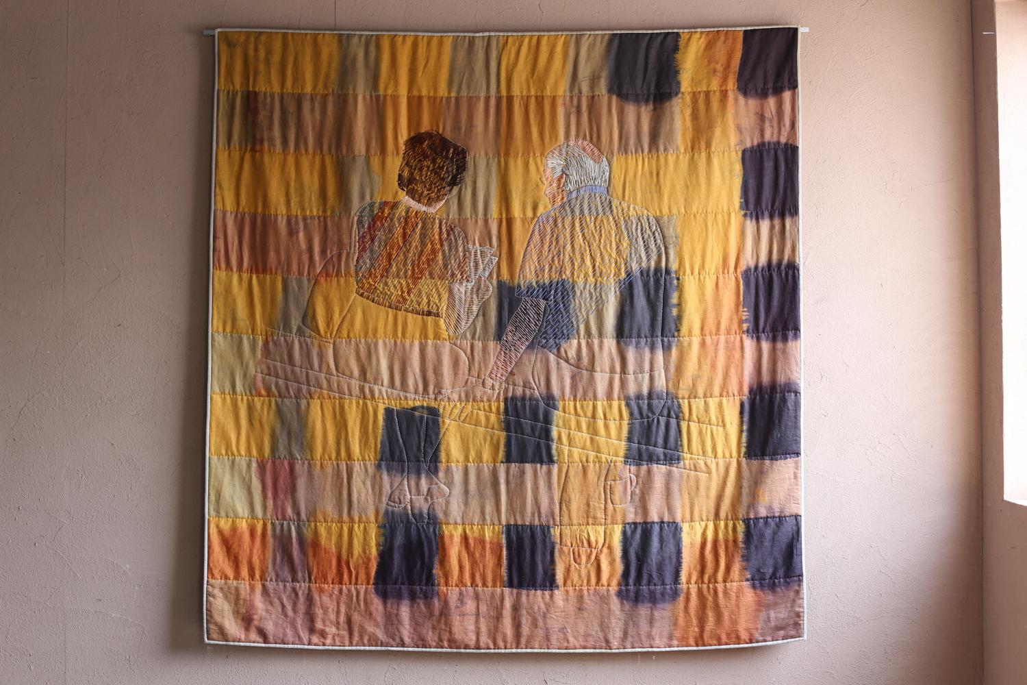 Title : An old couple (in Venice)
Japan / 2024s
Size : w1960 x h2000 mm   

While traveling in Venice, I came across an elderly couple sitting on a bench and was so inspired by their beautiful sight that I decided to use rough embroidery to
