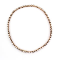 Old-Cut Diamond, 21.74 Carat, Rivière Necklace in 18 Karat Rose Gold and Silver