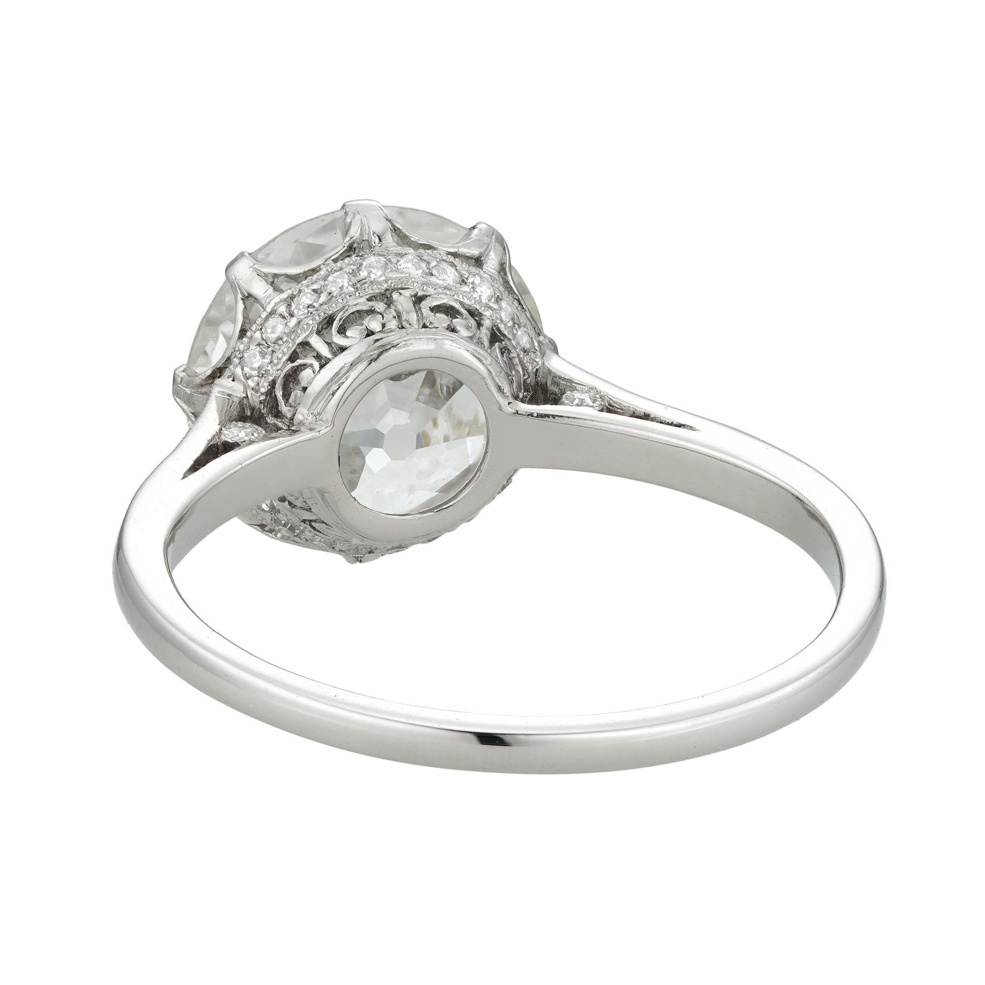 Taille vieille Europe Bague solitaire en diamant de taille européenne ancienne en vente