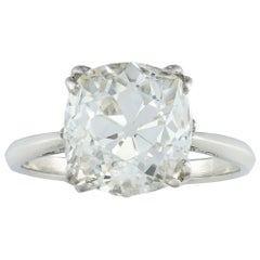 Certified 3.75 Carat Old Mine-Cut Diamond Single Stone Ring