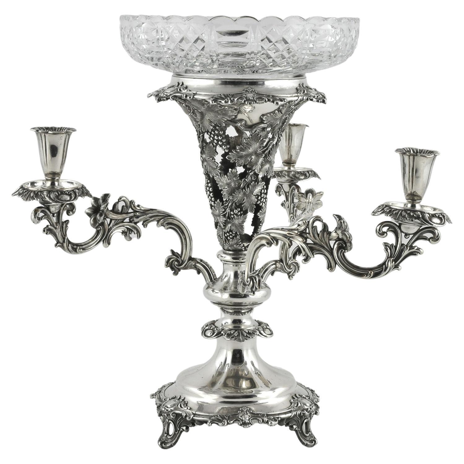 An old Sheffield plate candelabrum epergne  For Sale