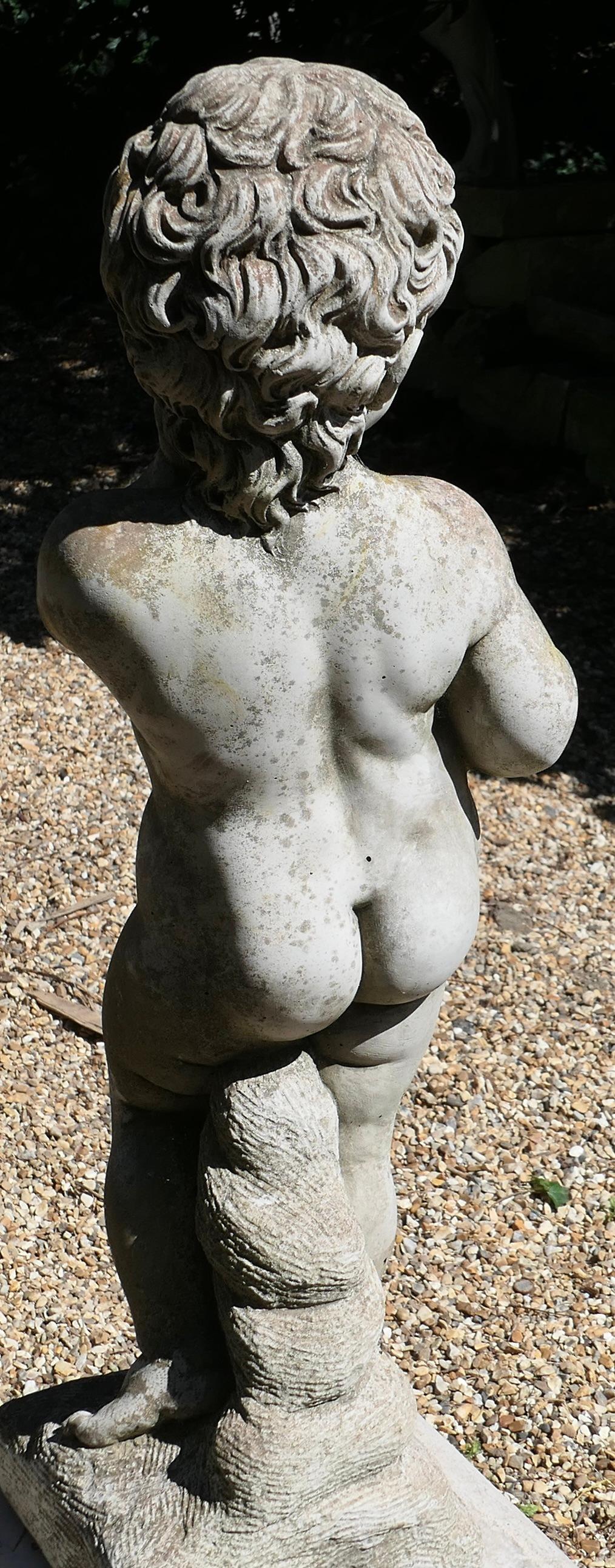 Early 20th Century An Old Weathered Nude Boy Garden Statue   This is a lovely old statue of a boy  