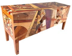 Colorful, Art Inspired,  Mosaic Decorated, Meticulously  Crafted, Credenza